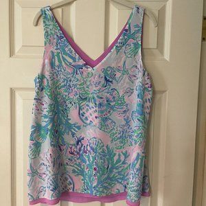 Lily Pulitzer Florin Reversible Top, Size Large, Pink, Green, Blue